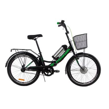 Електровелосипед складаний Formula Smart передній привід із заниженою рамою 24" 15" чорно-зелений 