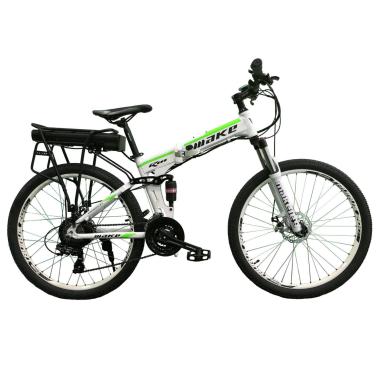Електровелосипед складаний МАКЕ 36V 12Ah 500W 26", рама 17" - біло-салатовий