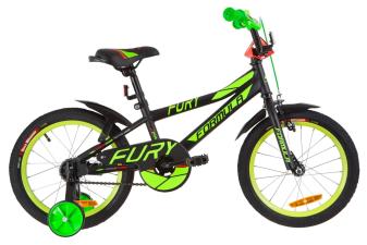 Велосипед 16" Formula FURY 14G St з крилом Pl 2019 (чорно-зелений з червоним)