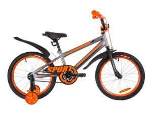 Велосипед 18" Formula SPORT 14G St з крилом Pl 2019 (сіро-чорний з помаранчевим)