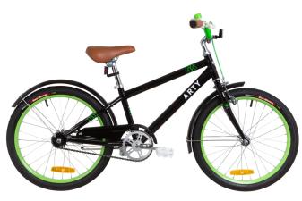 Велосипед 20" Dorozhnik ARTY 14G St з крилом St 2019 (чорно-салатовий)