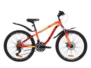 Велосипед ST 24" Discovery FLINT AM DD з крилом Pl 2020 (червоно-чорний з салатовим)