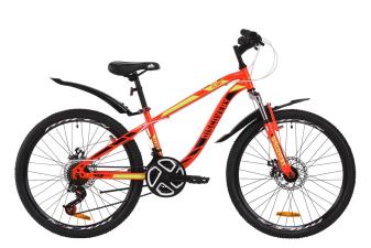 Велосипед ST 24" Discovery FLINT AM DD з крилом Pl 2020 (червоно-чорний з салатовим)