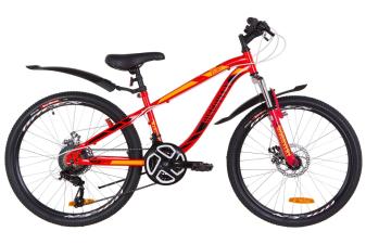 Велосипед 24" Discovery FLINT AM 14G DD St з крилом Pl 2019 (червоно-помаранчевий)