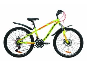 Велосипед ST 24" Discovery FLINT AM DD з крилом Pl 2020 (салатово-червоний з хакі)