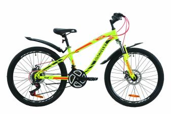 Велосипед ST 24" Discovery FLINT AM DD з крилом Pl 2020 (салатово-червоний з хакі)