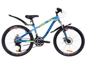 Велосипед 24" Discovery FLINT AM 14G DD St з крилом Pl 2019 (синій з зеленим)