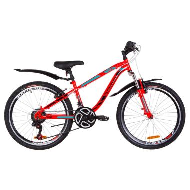 Велосипед 24" Discovery FLINT AM 14G Vbr St з крилом Pl 2019 (червоно-бірюзовий з чорним)