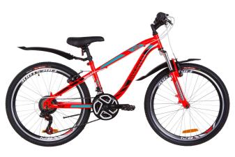Велосипед 24" Discovery FLINT AM 14G Vbr St з крилом Pl 2019 (червоно-бірюзовий з чорним)
