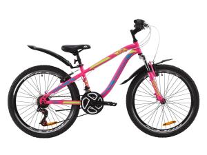 Велосипед ST 24" Discovery FLINT AM Vbr з крилом Pl 2020 (малиново-блакитний з жовтим)
