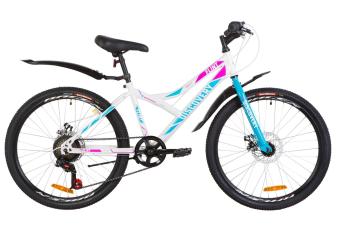 Велосипед 24" Discovery FLINT 14G DD St з крилом Pl 2019 (біло-блакитний з рожевим)