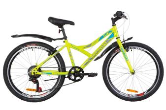 Велосипед 24" Discovery FLINT 14G Vbr St з крилом Pl 2019 (салатово-синій з сірим)