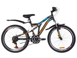 Велосипед 24" Discovery ROCKET AM2 14G Vbr St з крилом Pl 2019 (чорно-помаранчевий з синім)