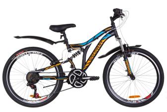 Велосипед 24" Discovery ROCKET AM2 14G Vbr St з крилом Pl 2019 (чорно-помаранчевий з синім)