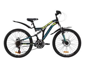 Велосипед ST 24" Discovery ROCKET AM2 DD з крилом Pl 2020 (чорно-жовтий з бірюзовим)