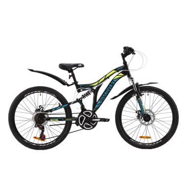 Велосипед ST 24" Discovery ROCKET AM2 DD з крилом Pl 2020 (чорно-жовтий з бірюзовим)