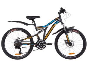 Велосипед 24" Discovery ROCKET AM2 14G DD St з крилом Pl 2019 (чорно-помаранчевий з синім)