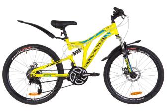 Велосипед 24" Discovery ROCKET AM2 14G DD St з крилом Pl 2019 (жовтий)