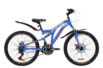 Велосипед ST 24" Discovery ROCKET AM2 DD з крилом Pl 2020 (синьо-помаранчевий з білим)