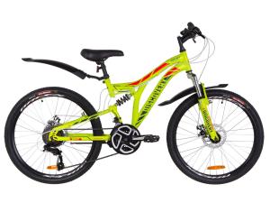 Велосипед 24" Discovery ROCKET AM2 14G DD St з крилом Pl 2019 (зелено-червоний)