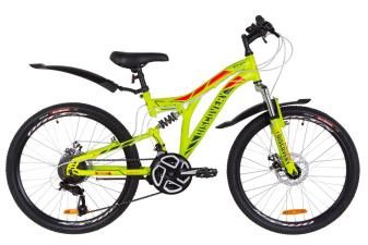 Велосипед 24" Discovery ROCKET AM2 14G DD St з крилом Pl 2019 (зелено-червоний)