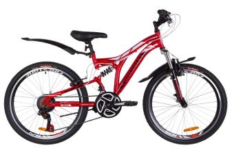 Велосипед 24" Discovery ROCKET AM2 14G Vbr St з крилом Pl 2019 (червоно-білий з чорним)