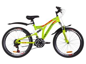 Велосипед 24" Discovery ROCKET AM2 14G Vbr St з крилом Pl 2019 (зелено-червоний)