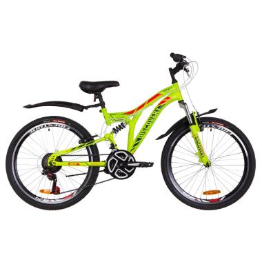 Велосипед 24" Discovery ROCKET AM2 14G Vbr St з крилом Pl 2019 (зелено-червоний)