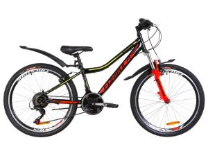 Велосипед 24" Formula FOREST AM 14G Vbr St з крилом Pl 2019 (чорно-червоний з жовтим)