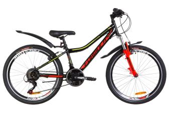 Велосипед 24" Formula FOREST AM 14G Vbr St з крилом Pl 2019 (чорно-червоний з жовтим)