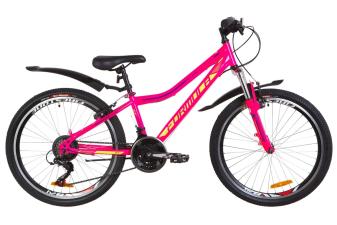 Велосипед 24" Formula FOREST AM 14G Vbr St з крилом Pl 2019 (малиновий з салатовим)