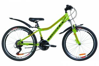 Велосипед 24" Formula FOREST AM 14G Vbr St з крилом Pl 2019 (зелений з помаранчевим)