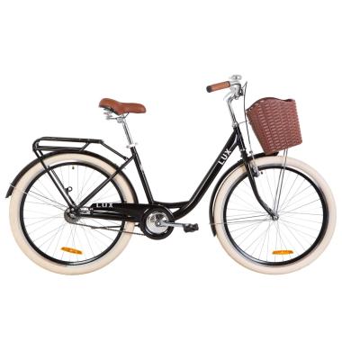Велосипед 26" Dorozhnik LUX 14G St з багажником зад St, з крилом St, з кошиком Pl 2019 (чорний)