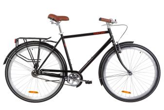 Велосипед 28" Dorozhnik COMFORT MALE 14G St з багажником зад St, з крилом St 2019 (чорний)