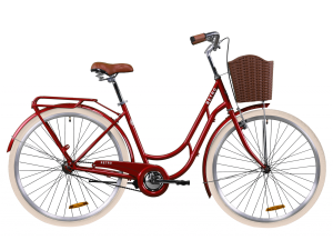 Велосипед ST 28" Dorozhnik RETRO з багажником зад St, з крилом St, з кошиком Pl 2020 (рубіновий)